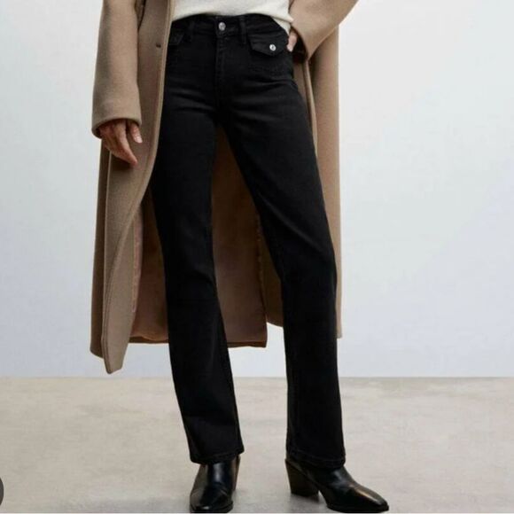 Mango MNG 328 Carmela Black Bootcut Jeans 1 XXS NWT - Picture 1 of 7